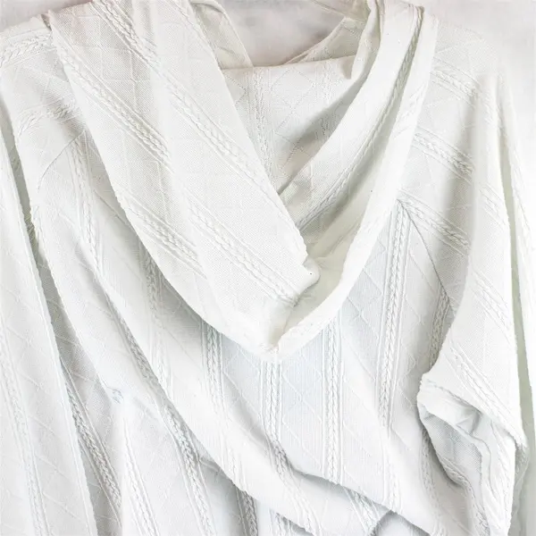 Unbranded Solid White Knit Hooded Sweater W/ Kangaroo Pocket Women's Size 1XL