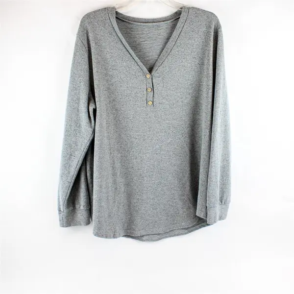  Unbranded Gray Knit Long Sleeve Sweater Top 100% Polyester Women's Size 2XL