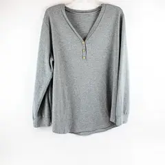  Unbranded Gray Knit Long Sleeve Sweater Top 100% Polyester Women's Size 2XL