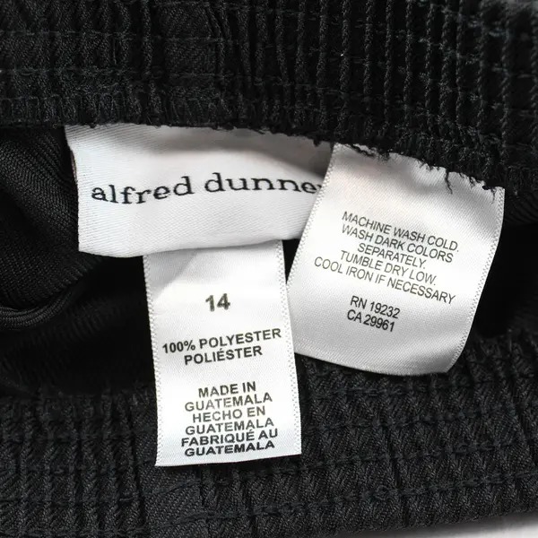 Alfred Dunner Black Elastic Waistband Loose Fit Pants 100% Polyester Women's 14