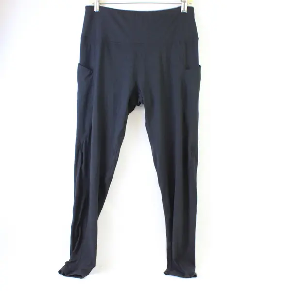 Lot of 2 Solid Black Activewear Leggings with Pockets Women's Size XL