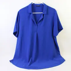 Hilary Radley Royal Blue Collared Short-Sleeved Shirt Women's XL