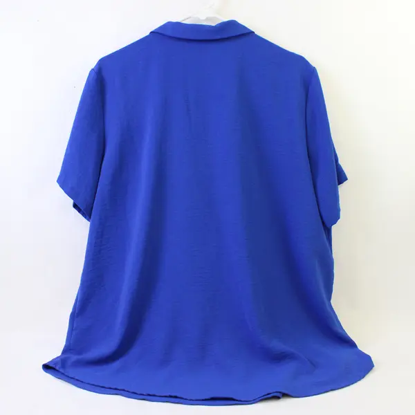 Hilary Radley Royal Blue Collared Short-Sleeved Shirt Women's XL