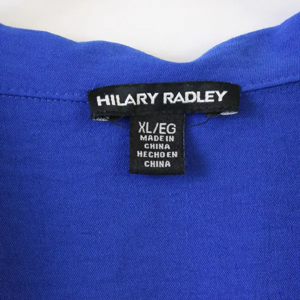 Hilary Radley Royal Blue Collared Short-Sleeved Shirt Women's XL