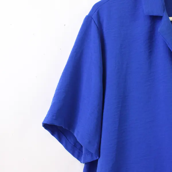 Hilary Radley Royal Blue Collared Short-Sleeved Shirt Women's XL