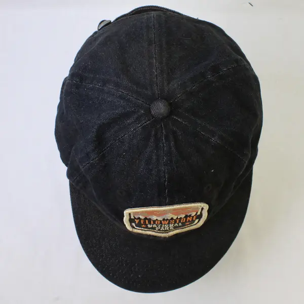 Yellowstone National Park Adult Adjustable Black Denim Dad Cap Relaxed w/Patch
