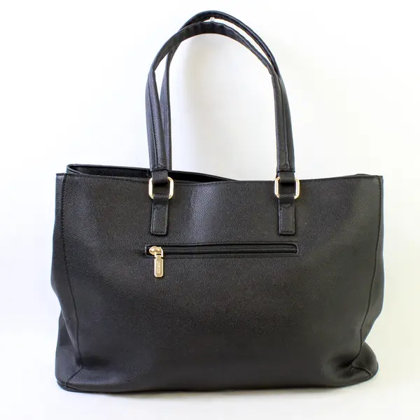 LOVEVOOK Black Purse Faux Leather Tote Bag w/Padded Laptop Compartment