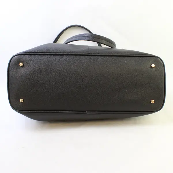 LOVEVOOK Black Purse Faux Leather Tote Bag w/Padded Laptop Compartment
