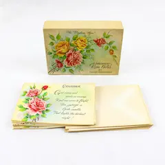 Set of 10 Vintage Sunshine Line Floral Rose Religious Notecards