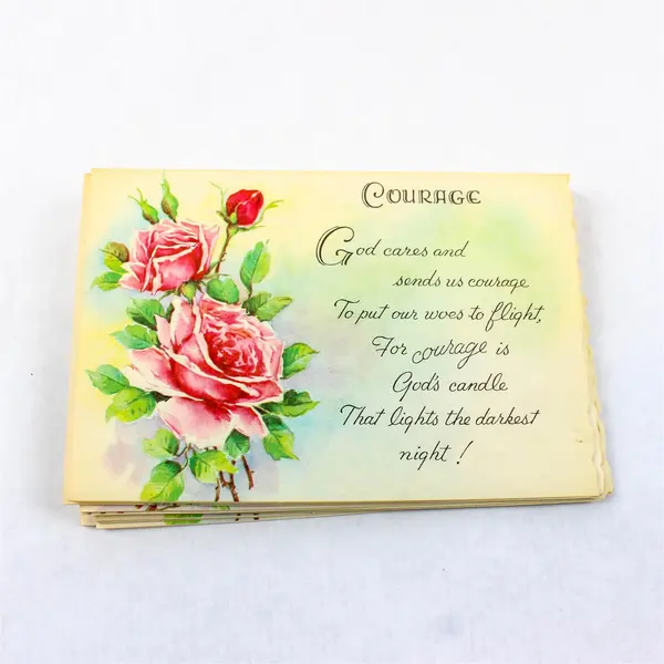 Set of 10 Vintage Sunshine Line Floral Rose Religious Notecards