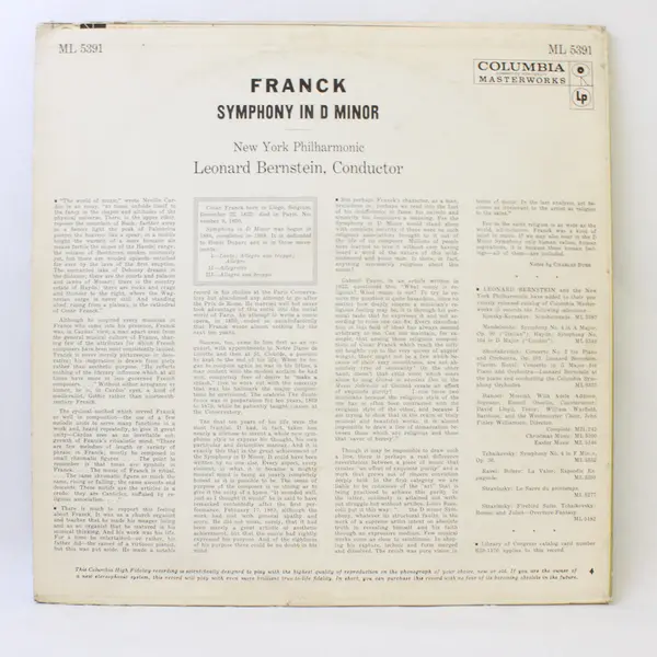 Franck Symphony In D Minor - Leonard  Bernstein, New York Philharmonic
