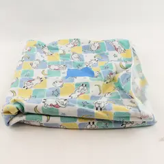 VTG Blank-A-Roo Sheep and Bunny Print Flannel Swaddling Receiving Blanket Flawed