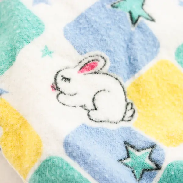 VTG Blank-A-Roo Sheep and Bunny Print Flannel Swaddling Receiving Blanket Flawed