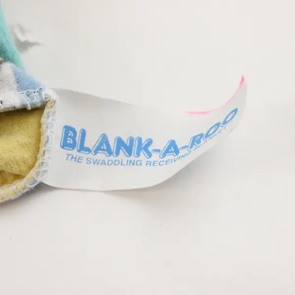VTG Blank-A-Roo Sheep and Bunny Print Flannel Swaddling Receiving Blanket Flawed