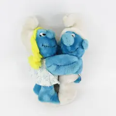 1982 Wallace Berrie Peyo Smurfette and Smurf Hugging Plush