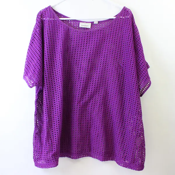 Avenue Purple Mesh Short-Sleeved Top Women's Size 22/24