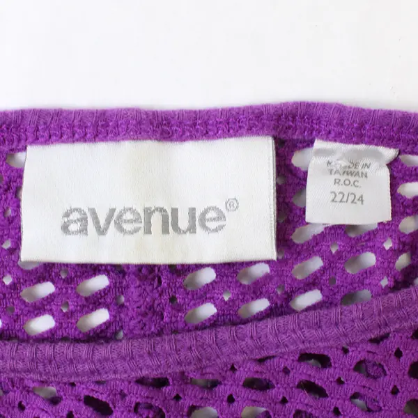Avenue Purple Mesh Short-Sleeved Top Women's Size 22/24