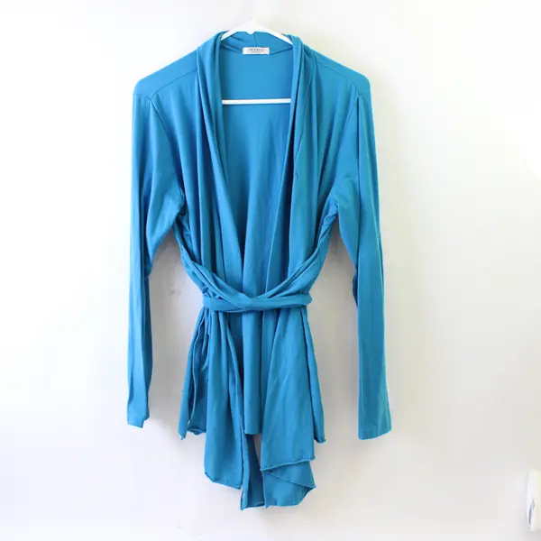 Acevog Blue Long-Sleeved Wrap Cardigan Women's Large