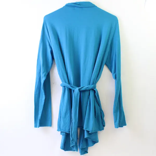 Acevog Blue Long-Sleeved Wrap Cardigan Women's Large