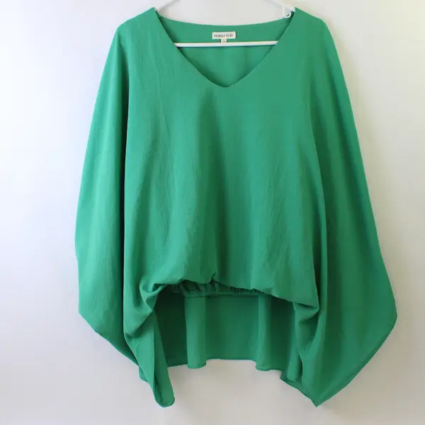 Mainstrip Green V-Neck Poncho Top Women's Large