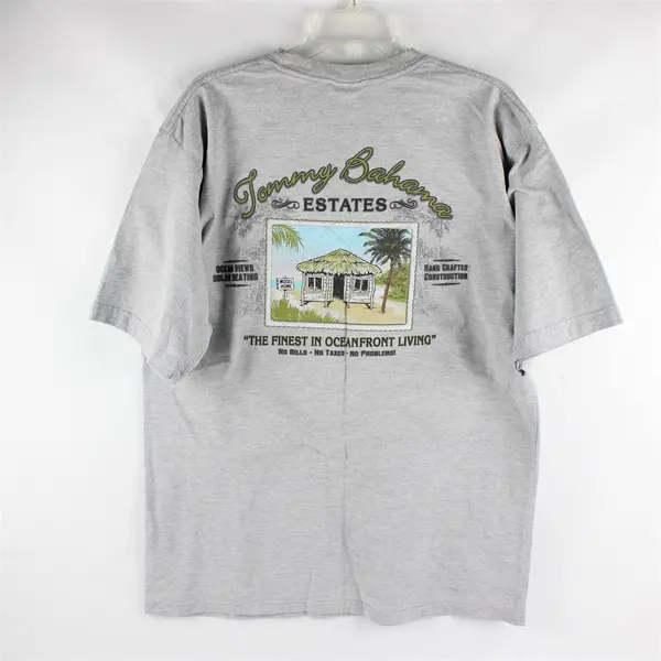 Tommy Bahama Estates Printed Solid Gray Short Sleeve T-Shirt Top Men's Size XL