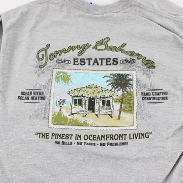 Tommy Bahama Estates Printed Solid Gray Short Sleeve T-Shirt Top Men's Size XL