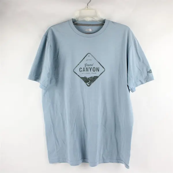 The North Face Grand Canyon Printed Blue Short Sleeve Classic Fit T-Shirt Mens L