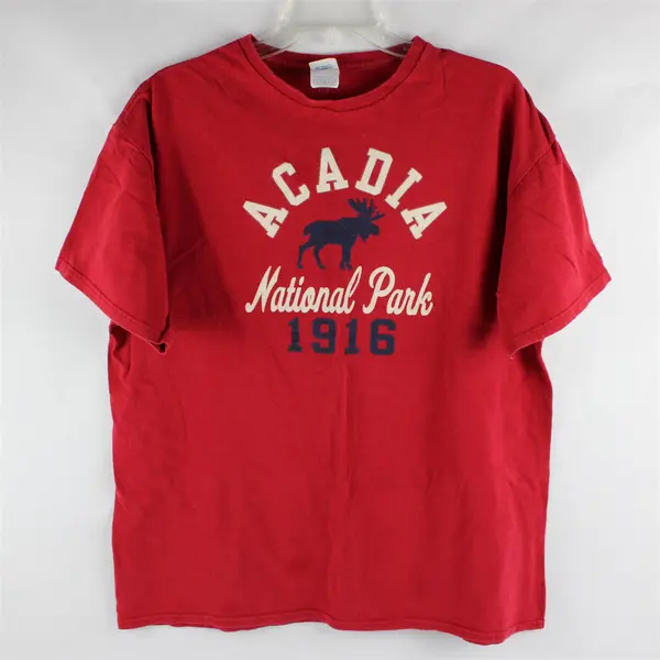 Delta Pro Weight Acadia State Park Print Red Short Sleeve T-Shirt Men's Size XL