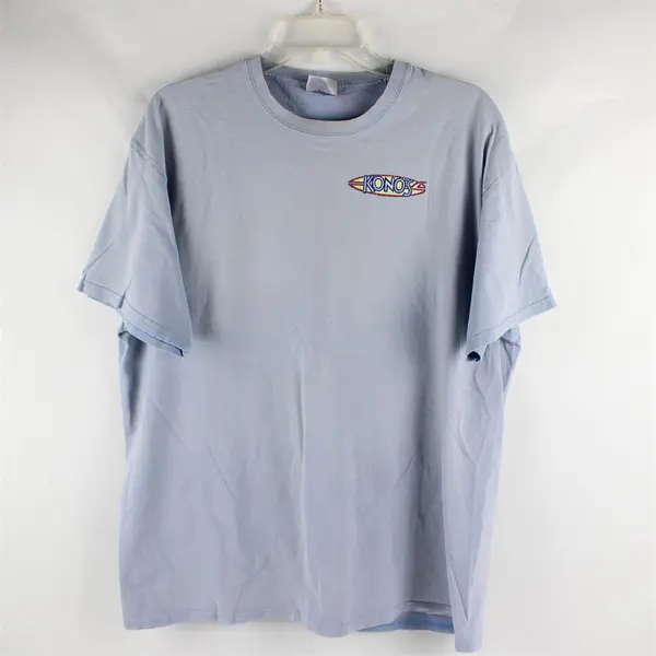 Port & Co Konos Surf Club Cafe Print Light Blue Short Sleeve T-Shirt Men's Sz XL
