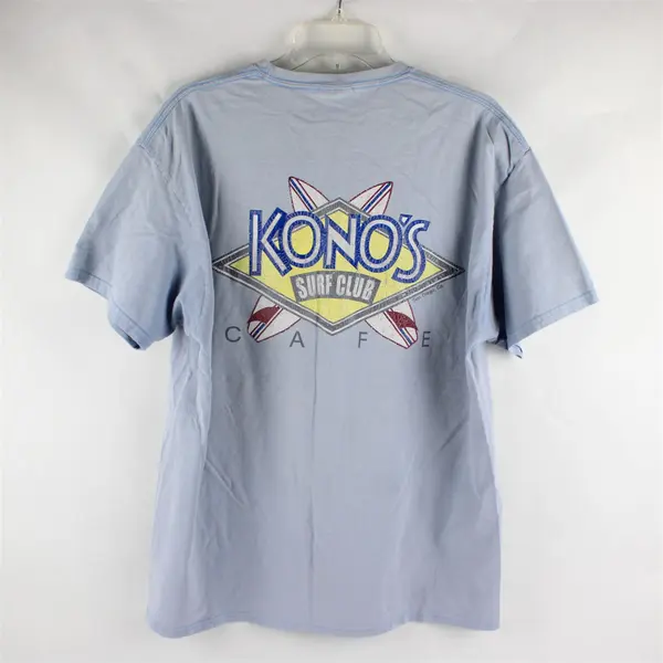 Port & Co Konos Surf Club Cafe Print Light Blue Short Sleeve T-Shirt Men's Sz XL