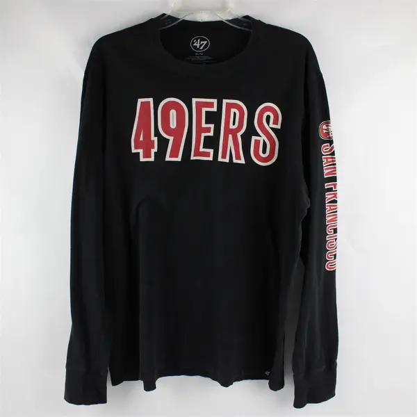 '47 Brand Red 49ers Printed Black Blue Long Sleeve T-Shirt 100% Cotton Men's XL