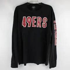 '47 Brand Red 49ers Printed Black Blue Long Sleeve T-Shirt 100% Cotton Men's XL
