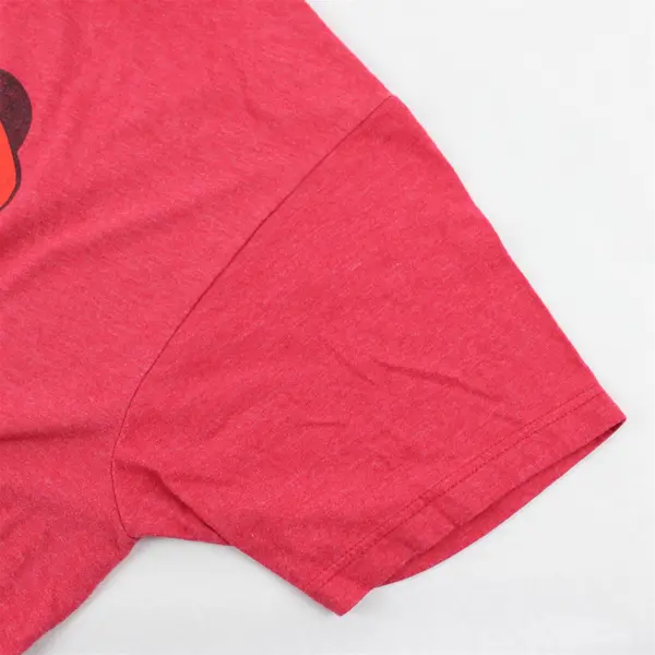 Disney Mickey Mouse W/ Christmas Hat Printed Red Short Sleeve T-Shirt Men's XL