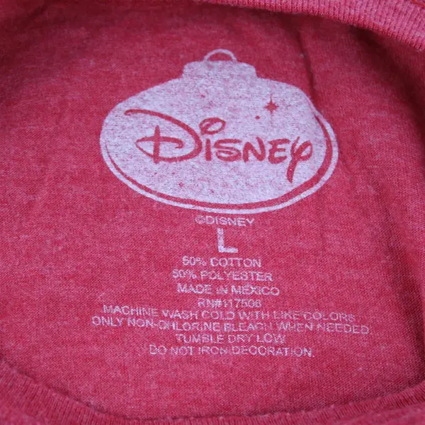 Disney Mickey Mouse W/ Christmas Hat Printed Red Short Sleeve T-Shirt Men's XL