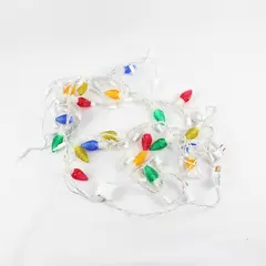 White and Multicolor Faceted LED String Lights White Cord 8ft Tested Works