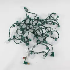 White Faceted LED Christmas String Lights Green Cord 18ft Tested Works