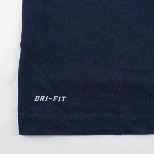 Nike Dri-Fit Solid Navy Blue Color Short Sleeve T-Shirt Cotton/Polyester Men's L