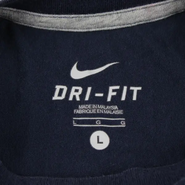 Nike Dri-Fit Solid Navy Blue Color Short Sleeve T-Shirt Cotton/Polyester Men's L