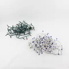 Lot of 2 Christmas String Lights Red and Blue 13ft and 30ft Flawed