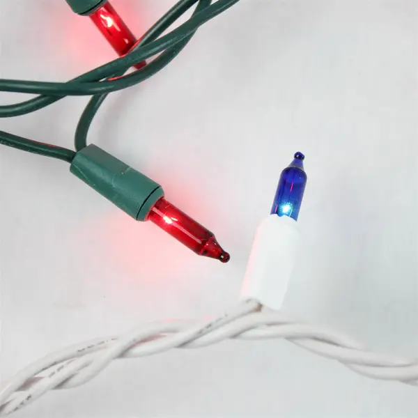 Lot of 2 Christmas String Lights Red and Blue 13ft and 30ft Flawed