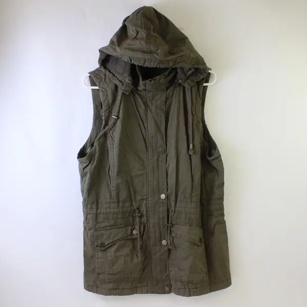 YMI Collection Army Green Vest Removable Hood Women's XL