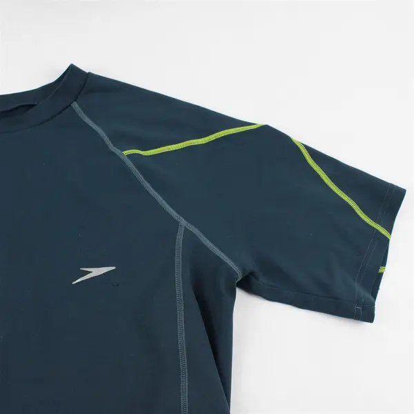 Speedo Blue & Green Short Sleeve Activewear T-Shirt 100% Polyester Men's Size L