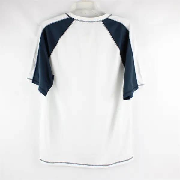 Speedo White & Blue Short Sleeve Activewear T-Shirt 100% Polyester Men's Size L