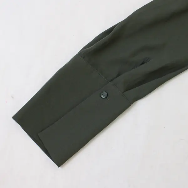 Pleione Sheer Army Green V-Neck Long-Sleeved Blouse Women's Large