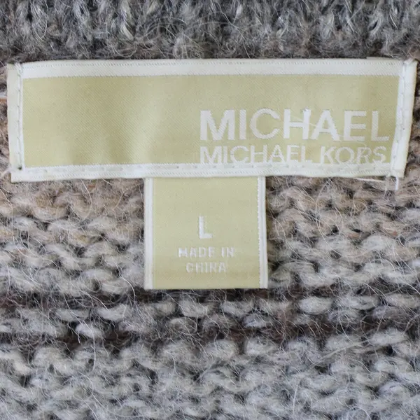 Michael Kors Brown Striped Open-Front Hooded Cardigan Women's Large