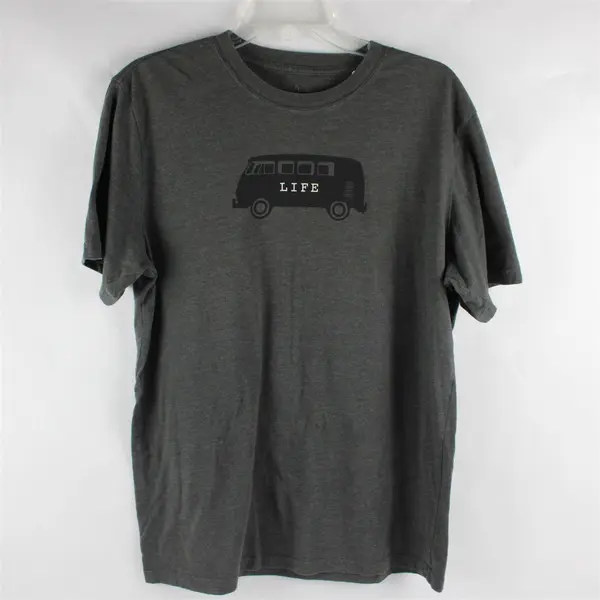 Prana Brand WV Van Life Printed Solid Gray Short Sleeve T-Shirt Top Men's Size L