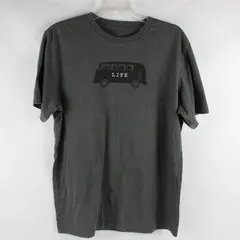 Prana Brand WV Van Life Printed Solid Gray Short Sleeve T-Shirt Top Men's Size L