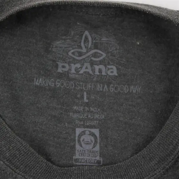 Prana Brand WV Van Life Printed Solid Gray Short Sleeve T-Shirt Top Men's Size L