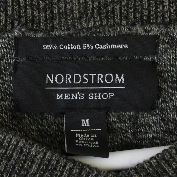 Nordstrom Green Cotton Cashmere Blend V-Neck Sweater Men's Medium