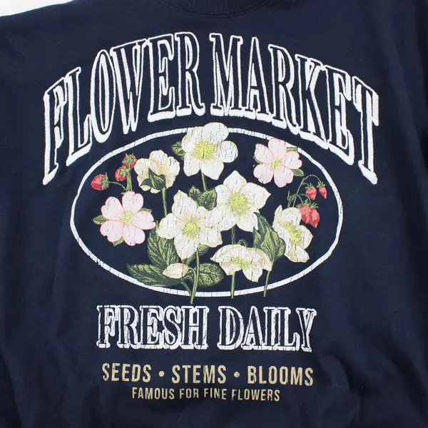 No Boundaries Flower Market Embroidered Blue Sweatshirt Women's Size XS (0-2)